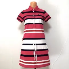 ルコックゴルフ ボーダー ワンピース ゴルフウェア ピンク M