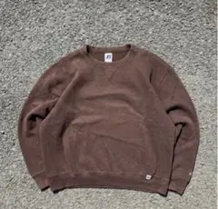 90s ラッセルスウェット ブラウン 前V ボックスシルエット L