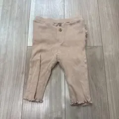フリル付きピンクベージュリブレギンス