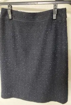 美品【J.PRESS】膝丈ツイードスカート バックスリット ウール混 裏地あり