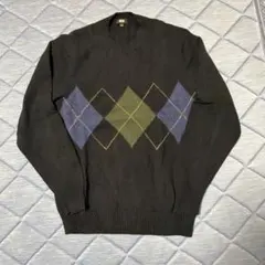 ダイヤモンド柄 ニットセーター クルーネック