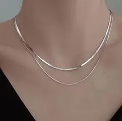 1124★再入荷未定★S925 刻印 上品 2連 レイヤード ネックレス 高級感
