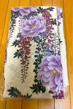 浴衣 白地 牡丹 藤柄 レディースのサムネイル