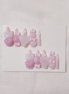 Mass-produced style nail tips, pink, "Jirai-kei" style, mass-produced nails, Heisei era girl