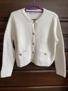 【ブラックフライデーセール】ZARAアイボリー ニットカーディガン 長袖