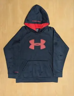 【155-165】アンダーアーマー裏フリース★フード付パーカー★黒