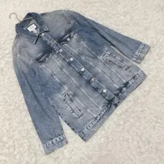 【フォーエバー21】(M) デニムジャケット ロング丈 厚手 オーバーサイズのサムネイル
