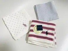 新品/オーガニックコットン他ハンカチ 3枚セット　ラルフローレン2点あり