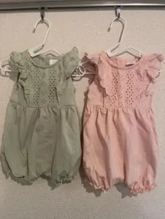 NEXTフリルロンパース 2色セット（グリーン・ピンク）