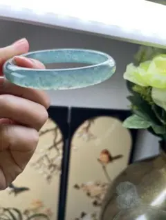 天然　本翡翠　A貨　藍水　深緑　氷種　バングル　鑑定書付き 天然本翡翠 A貨 藍水 深緑 氷種 高品質 バングル 鑑定書付き