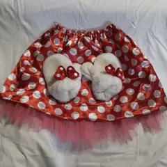 赤い水玉スカート　ミニー手袋　ディズニー　コスプレ　キッズ