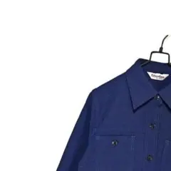 ヴィンテージ古着70sポリシャツワークシャツ長袖ネイビー無地レトロ
