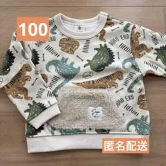 キッズトレーナー 100cm 恐竜 裏起毛