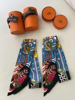HERMES エルメス ツイリー フィギュア・リーブル オレンジ シルク100