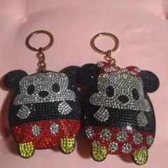 ミッキー　ミニー　キラキラキーホルダー