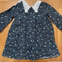 美品　値下げ　シップス　キッズ　花柄レース襟長袖ワンピース