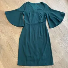 CUIYING スイエイ　パーティードレス　フリル袖　Ｉライン　ワンピース　膝下