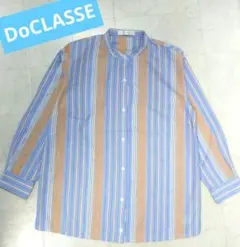 DoCLASSE　長袖シャツ　M　青色　ストライプ柄