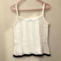 美品　ルネ　透かし編みコットンニットキャミソール　春夏　綿100% 日本製のサムネイル
