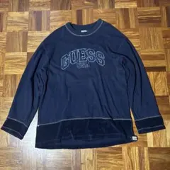 GUESS USA ロゴスウェット Lサイズ ネイビー 古着 オーバーサイズ