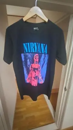 バンドTシャツニルバーナSLIVER両面プリント黒againstタグL