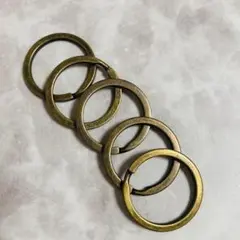 真鍮 25mm 二重リング５個 セットキーホルダー キーリングカラビナキーリング