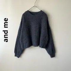 and me... モヘア風クルーネックショート丈ニット M