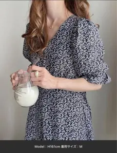 花柄マキシワンピース Mサイズ ネイビー