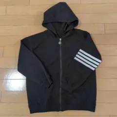ブラック パーカー フルジップ 3本ストライプ