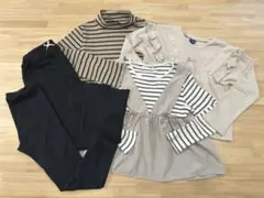 西松屋　コーデセット　長袖　ボーダー　フリル　ワンピース　UNIQLO