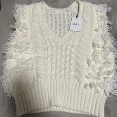 【値下げ中】GRL フリンジケーブルニットベスト アイボリー