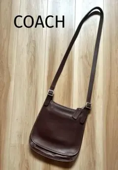 COACHオールドコーチチャーム付レザーショルダーバッグブラウン茶9135Y2K