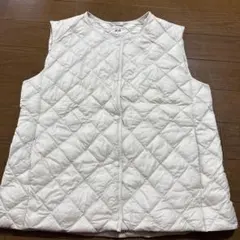 UNIQLO WARM PADDED ダウンベスト M ホワイト　着用少