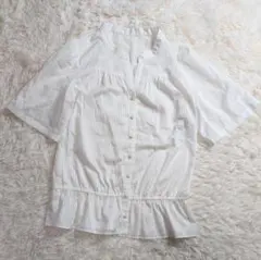 22 OCTOBRE ブラウス 44 XL 白 ペプラム 半袖 スキッパーのサムネイル