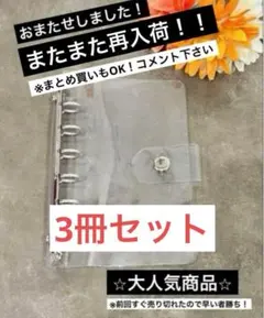 ◆【3冊セット】新品A7サイズ 透明シール帳用クリアカバー 6穴　バインダーc