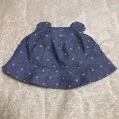 星柄くま耳付きベビー帽子 48~50cm