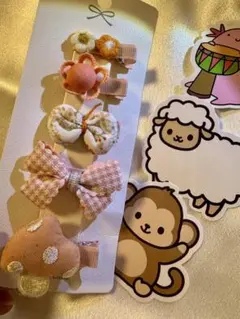 布製ヘアピン5個セット 3枚ステッカーがギフト