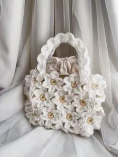 お花畑バッグ[冬ver.]モチーフ編み　かぎ編み　編み物　ハンドメイド　アクリル