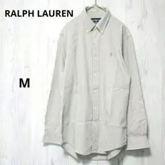 ラルフローレン ストライプシャツ グレー ベージュ CUSTOM FIT M