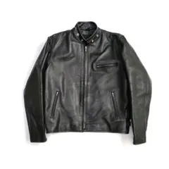 本革 HORN WARK ブラックレザーライダースジャケット シングルライダース