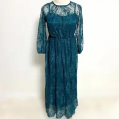 niana 総チュールレースロング 結婚式ワンピース パーティードレス Sのサムネイル