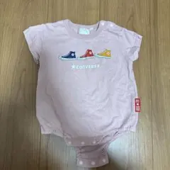 【サイズ70】CONVERSE スニーカー柄ロンパース ピンク