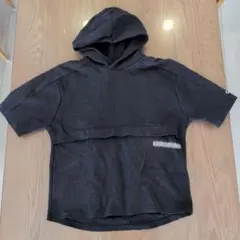 adidas 半袖プルオーバーパーカー 黒
