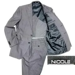 ニコルセレクション セットアップ スーツ グレー ストライプ 46 M ウール混