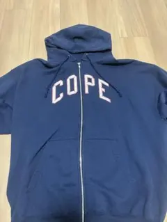COPE 刺繍 ネイビー ジップアップパーカー