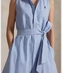 ポロ ラルフローレン オックスフォード ベルテッド スリーブレス シャツドレス