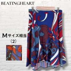 ☆美品☆ BEATINGHEART 総柄 フレアスカート ひざ丈 日本製 Mのサムネイル