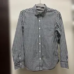 無印　黒×白ギンガムチェック長袖シャツ　M