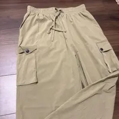 aimoon カーゴパンツ ウエストゴム 裾ドローコード カーキ