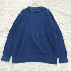 y8386 GAP リブ編み長袖ニット セーター メンズXS 厚手 青 秋冬
